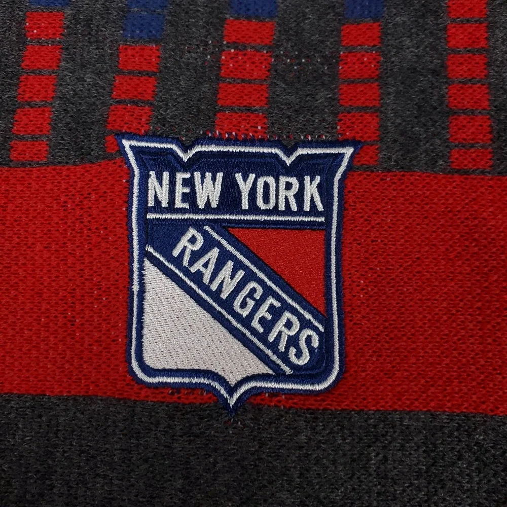 New York Rangers Mitchell and Ness NHL Knit Scarf Embroidery‎ Logo Gray Red New
